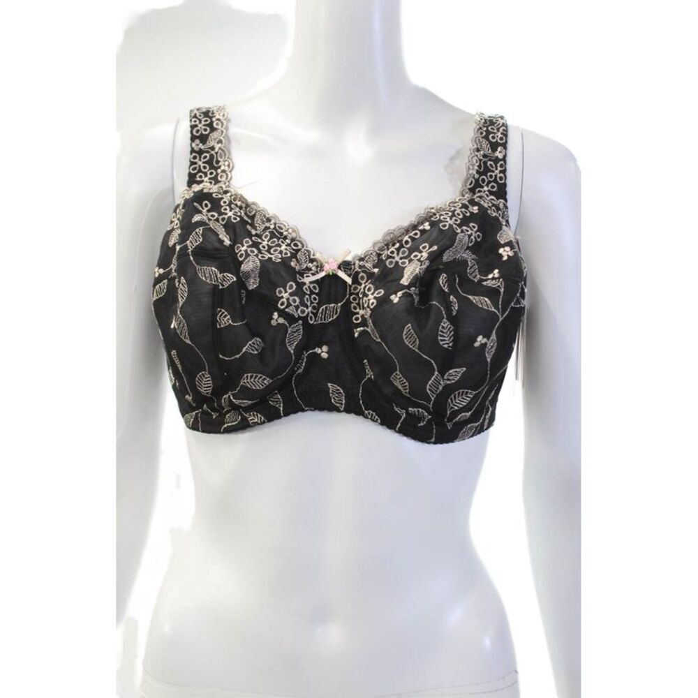 Fayreform Womens Floral Adjustable Straps Classic Bra Black Size 38E